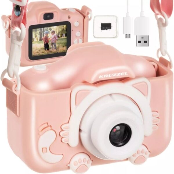 Kruzzel Kids Digital Camera – Full HD, 32GB SD Card Included, Pink – Perfect Gift for Young Photographers