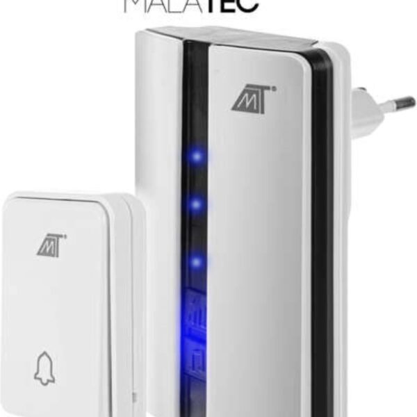 Malatec Wireless Doorbell White - Versatile and Weatherproof with 51 Melodies